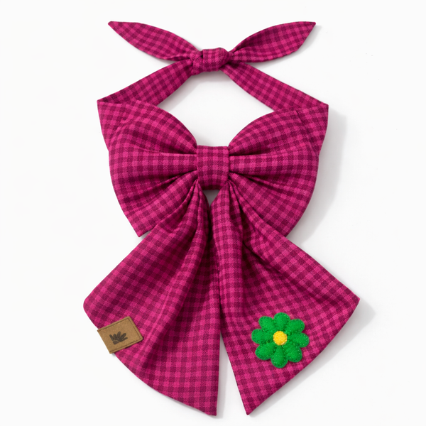 Laço Gravata Máx Xadrez Rosa