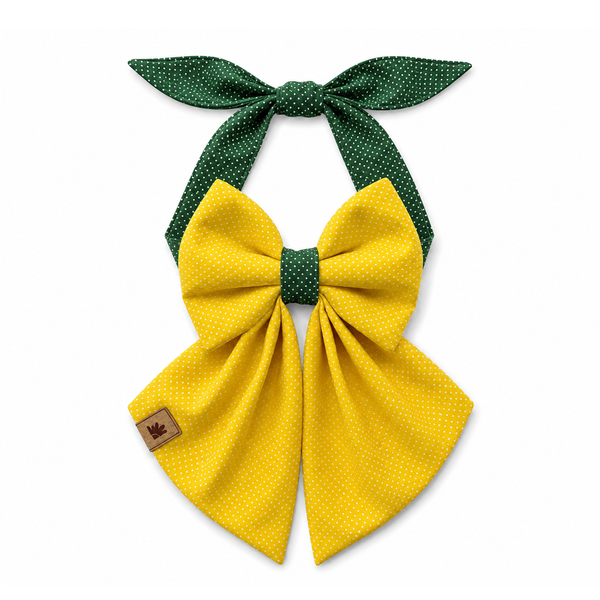 Máx Laço Gravata Poá Verde Amarelo