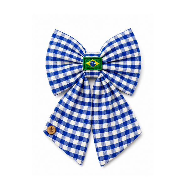 Laço Gravata Xadrez Azul