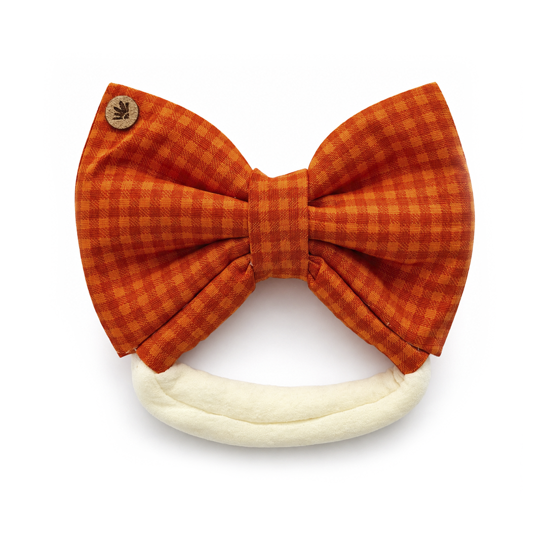 Laço Tiara Xadrez Laranja