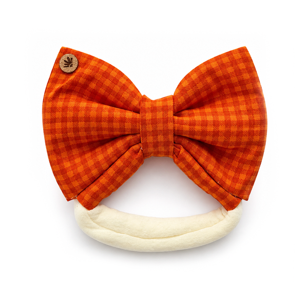 Laço Tiara Xadrez Laranja