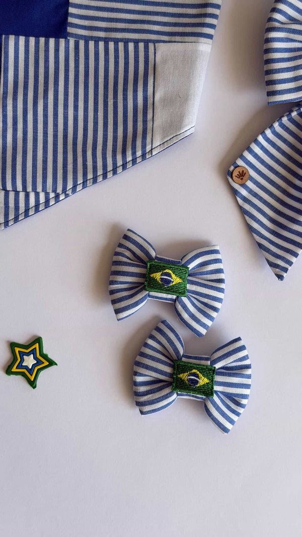 Laço Tic-Tac Listrado Azul